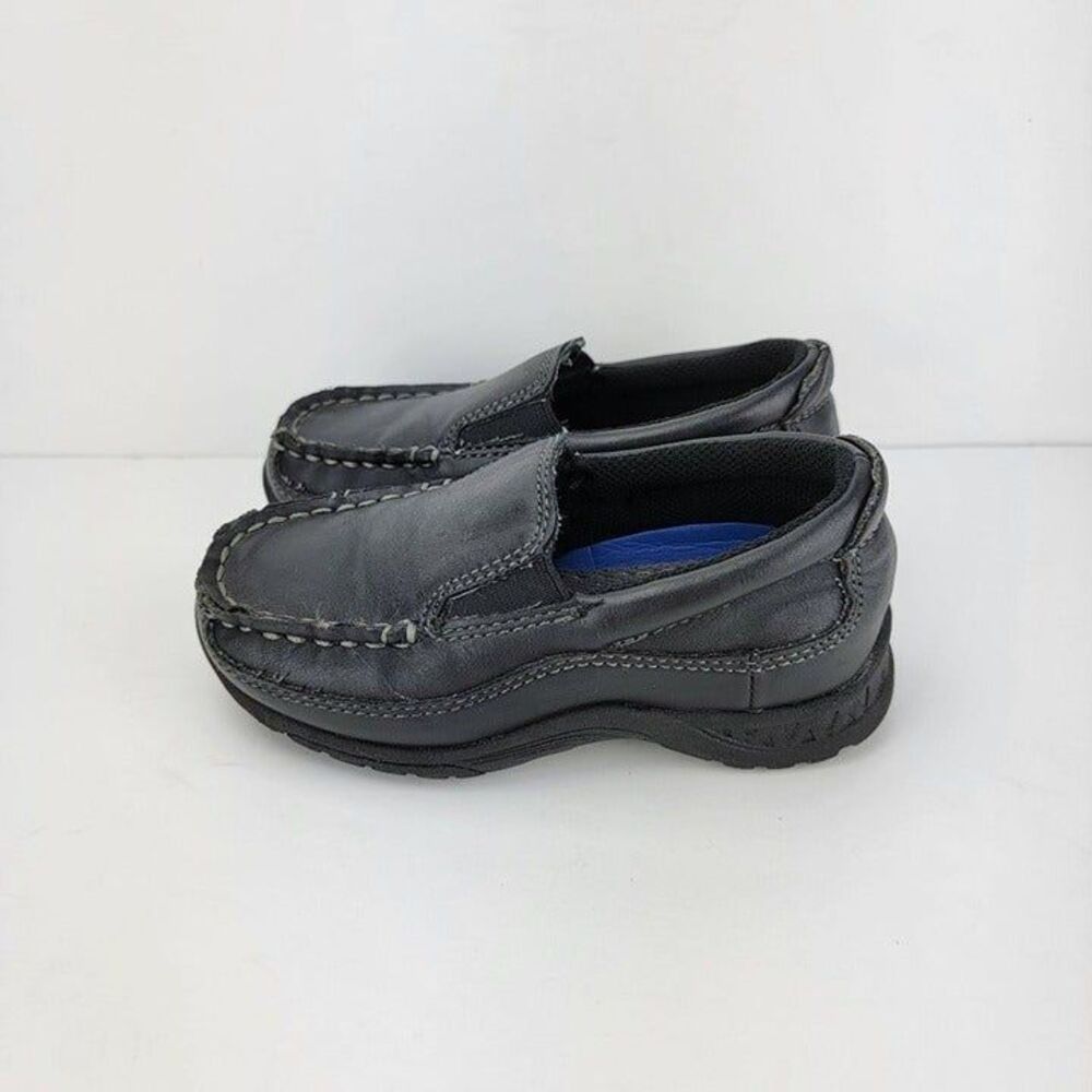 Stacy Adams Porter Kids 8 Black Faux Leather Slip On Loafers Shoes